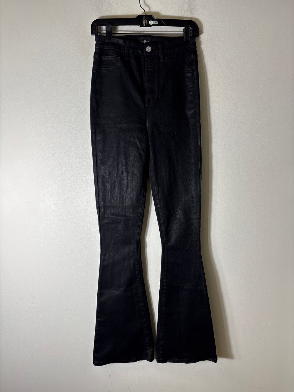 7 for All Mankind Black Waxxed 5 Pocket Denim Sz 26